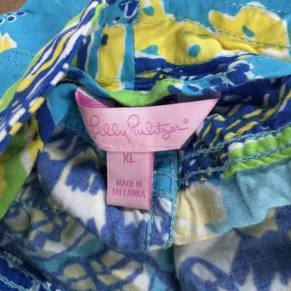 Lilly Pulitzer Pants Womens XL Blue Shell Print Rayon Straight Leg Tropical - Picture 7 of 16